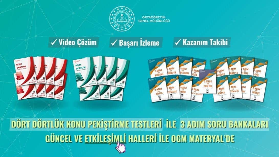 YKS YARDIMCI KAYNAKLARI GÜNCEL ETKİLEŞİMLİ HALLLERİ İLE OGM MATERYAL'DE